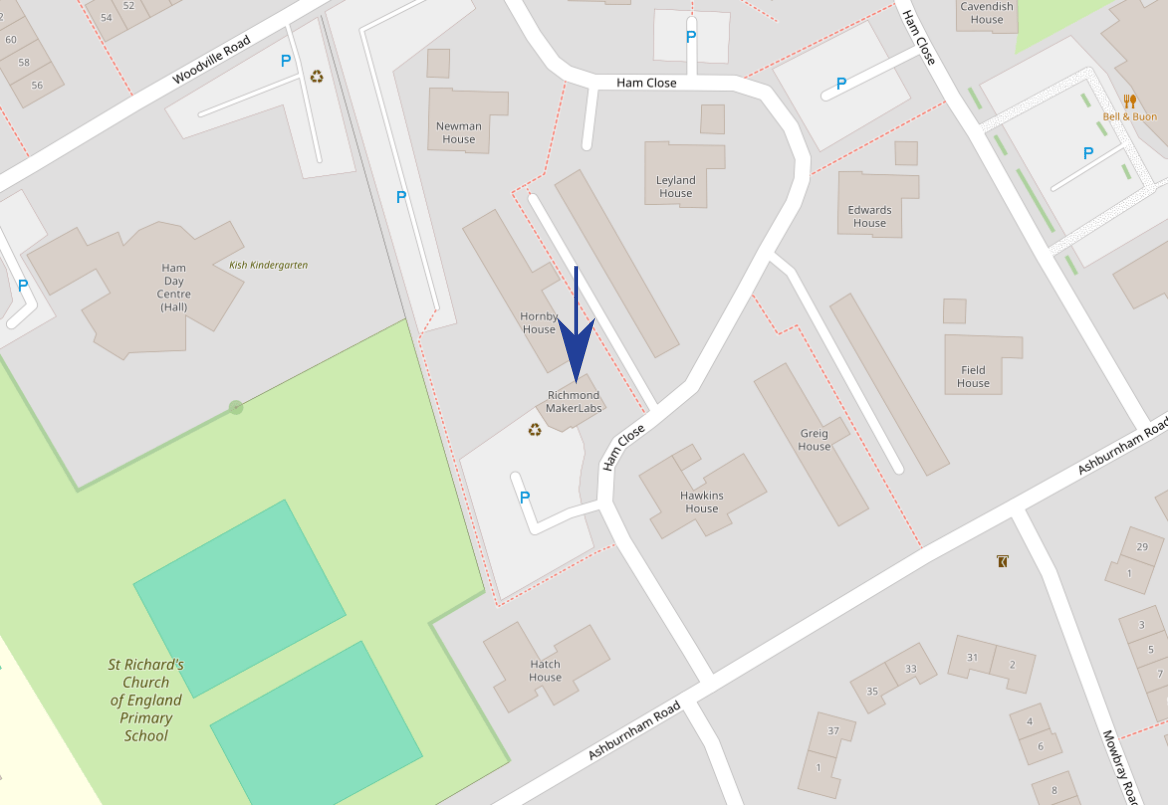 Picture of a map from Open street map with the RML building int the centre